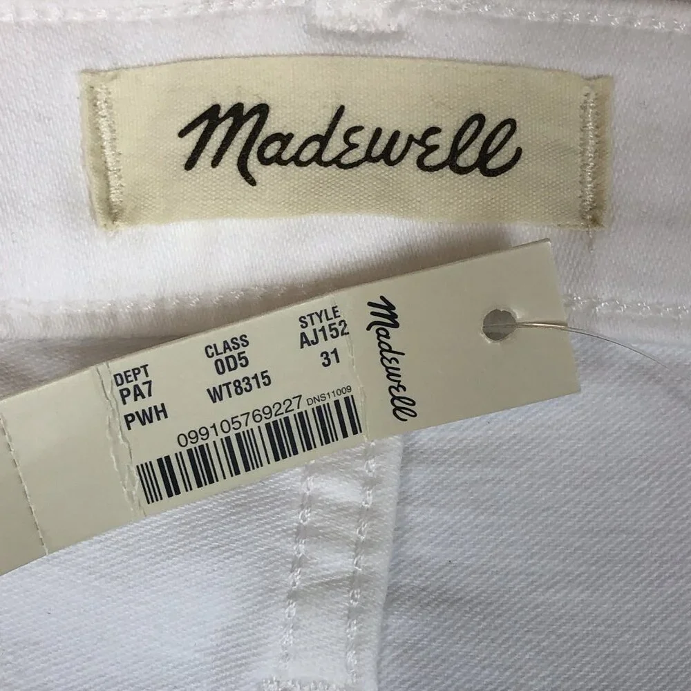 Madewell Womens 10" High-Rise Skinny Crop Jeans White Button Front Size 31 New - Picture 4 of 10